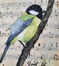 Great Tit Bird Greetings Card, Vintage Ephemera Note Card - Folksy