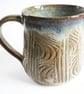 Large Textured Blue and Brown Glazed Mug - Hand Thrown Stoneware Ceramic Mug  - Image 2