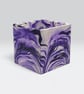 Purple Square Plant Pot - 10 cm Unique Violet Marbled Planter - Image 3