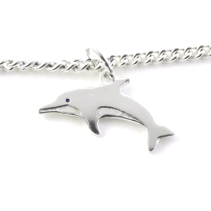 Dolphin Anklet, Silver Wildlife Jewellery, Gift for Her, Nature Anklet