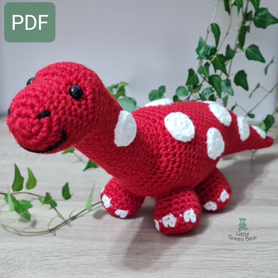 Don the Diplodocus Crochet Pattern, Diplodocus Amigurumi Pattern, Dinosaur