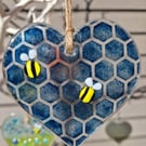 Blue Bee Glass Suncatcher