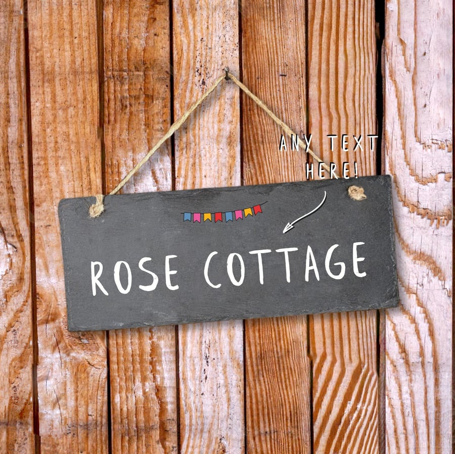 Personalised Text - Long Slate Sign