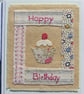 Pretty hand-stitched birthday card made with recycled fabrics - Image 2