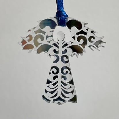 Silver mirrored acrylic angel decoration