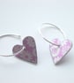 Heart hoop earrings in lilac with ditsy flower print