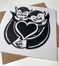 Vampire Hug Linocut Greetings Card  - Image 3
