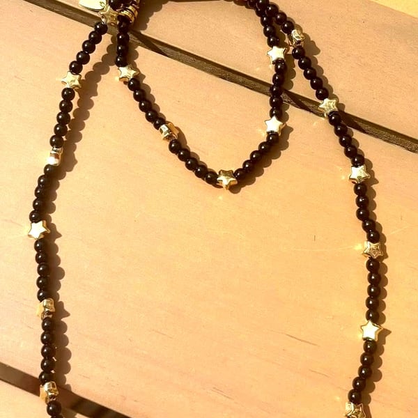 Handmade Black & Gold-Tone Star Necklace and Bracelet Set