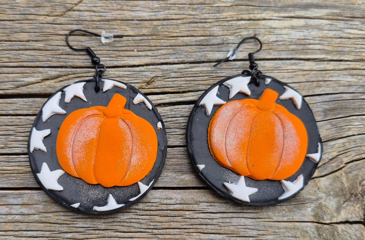 Pumpkin Halloween Disc Spooky Earrings 