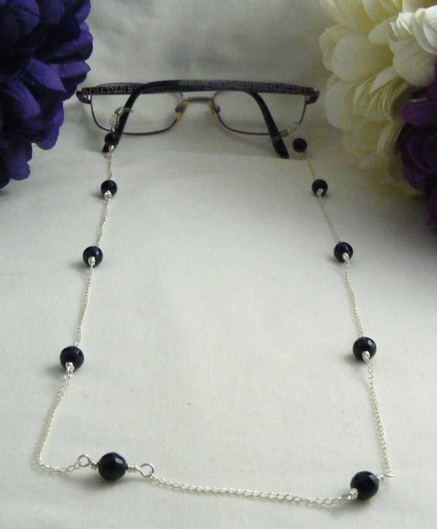 Black Onyx Gemstone Glasses Chain.