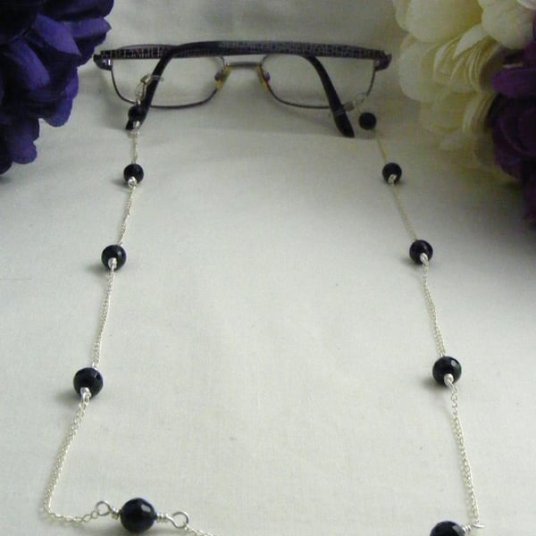 Black Onyx Gemstone Glasses Chain.