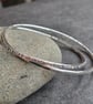 Interlocking silver bangle set, Hammered double bangle - Image 4