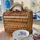 Cute dome top vintage wicker handbag - revamped and relined