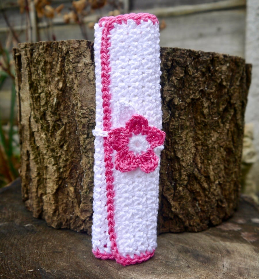 Crochet Facecloth and Flower Bookmark Gift Set