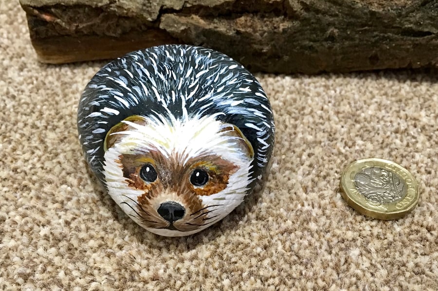 Hedgehog painted pebble rockart stone painting 