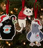 Christmas Jumper Cat Wooden Decoration - Illustrated Cat Christmas Ornament - Image 2