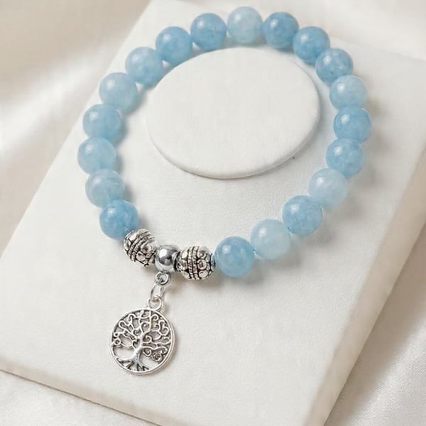 Aquamarine & Tree Of Life Bracelet