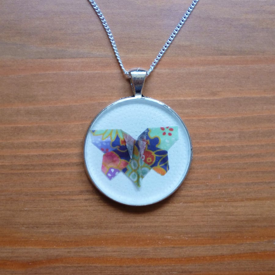 Origami butterfly necklace, paper butterfly pendant, kawaii jewellery