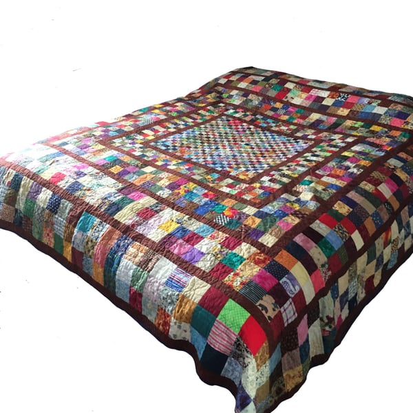 Colourful Handmade Double Patchwork Quilt