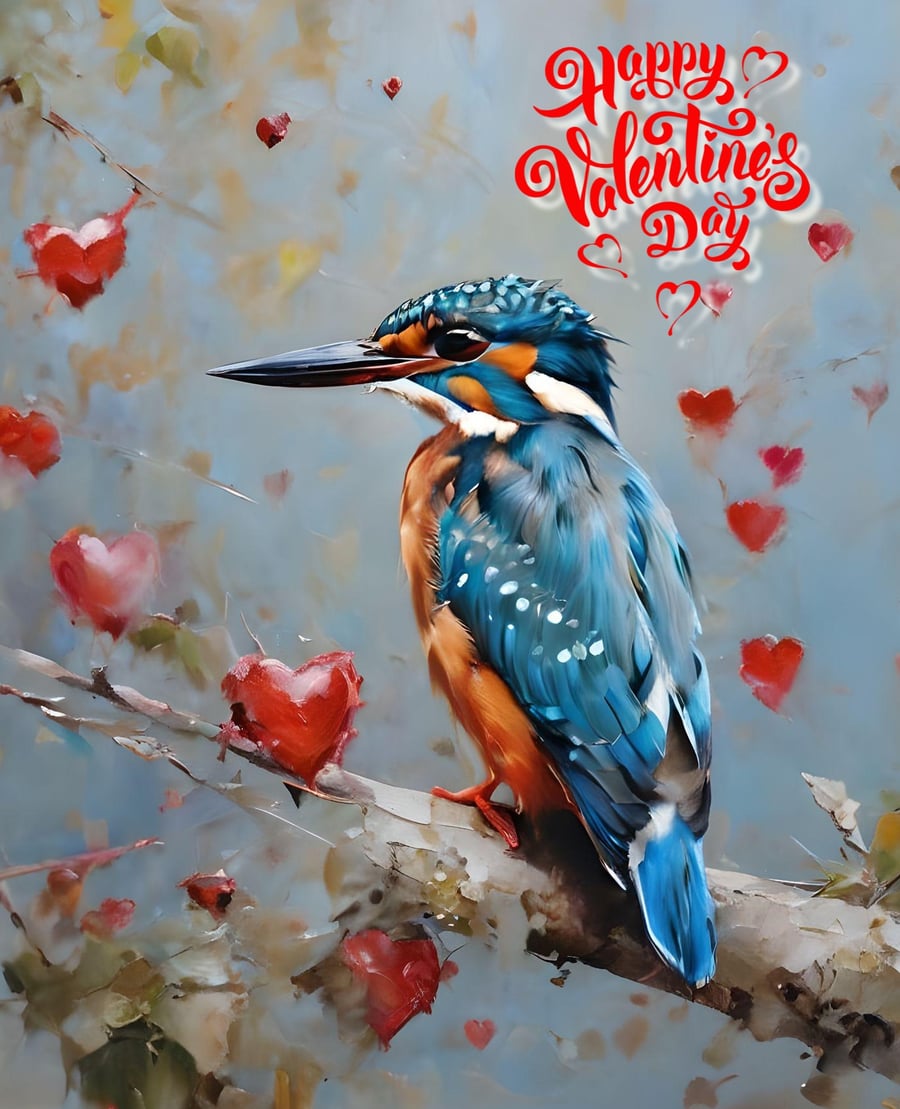 Kingfisher Happy Valentine's Day Card 