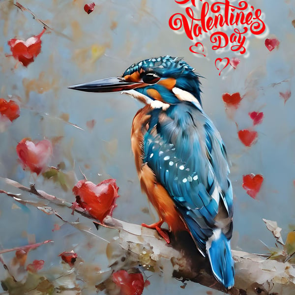 Kingfisher Happy Valentine's Day Card 