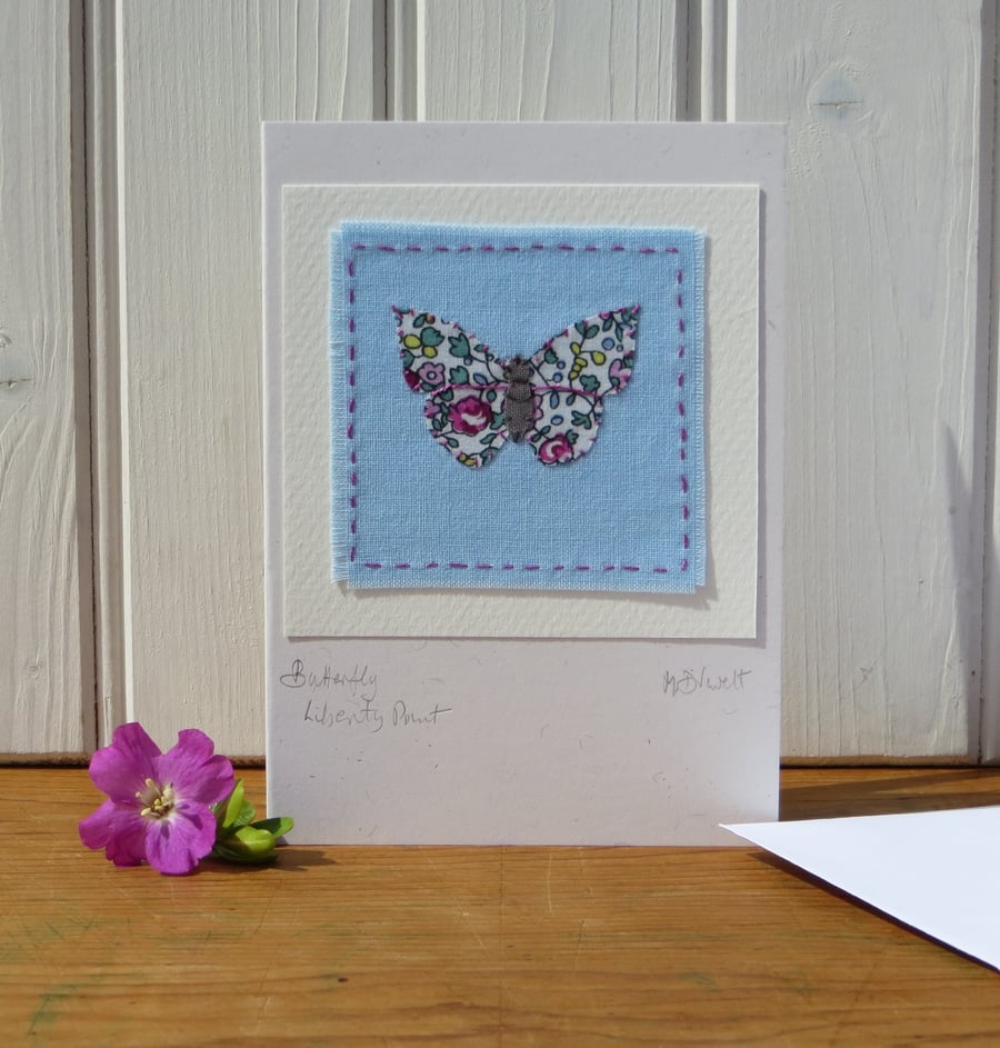 Hand-stitched miniature applique Butterfly made with Liberty Tana Lawn cotton