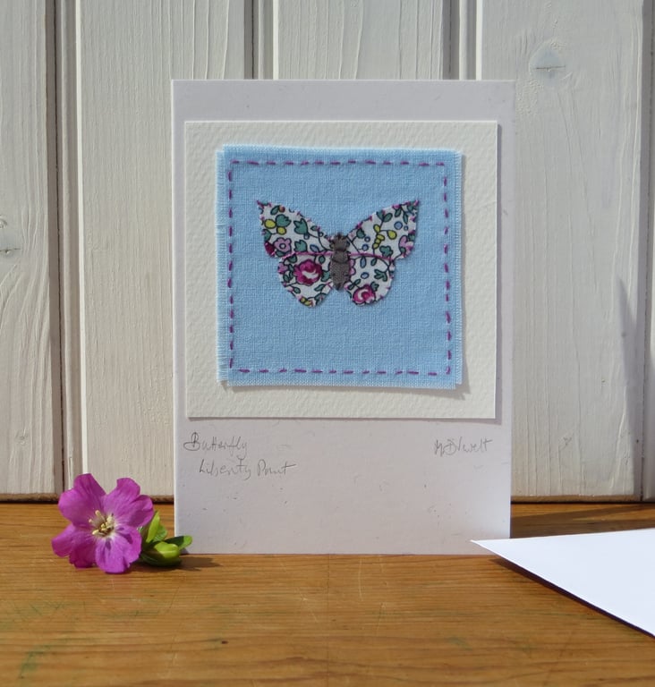 Hand-stitched miniature applique Butterfly made with Liberty Tana Lawn cotton