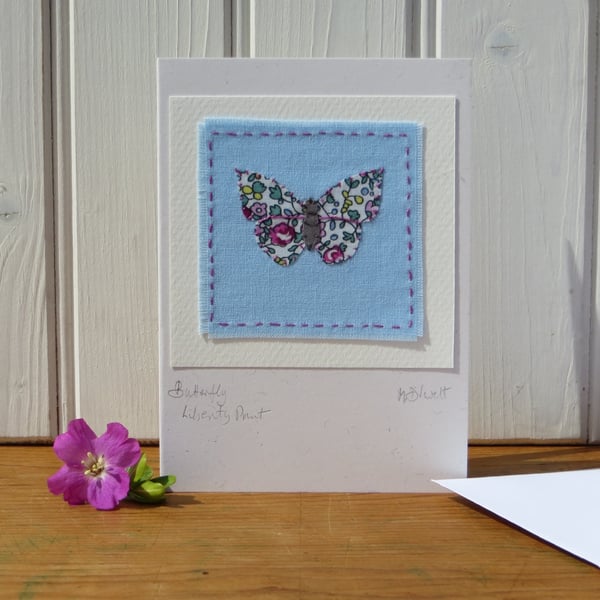 Hand-stitched miniature applique Butterfly made with Liberty Tana Lawn cotton