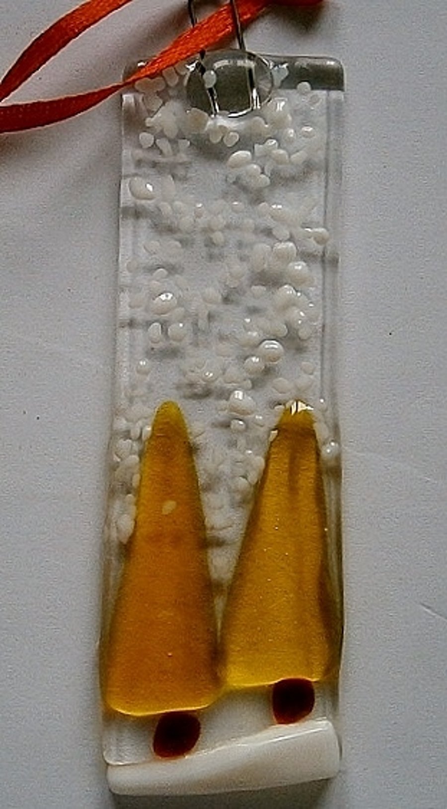 Fused glass snowy Christmas tree decorations