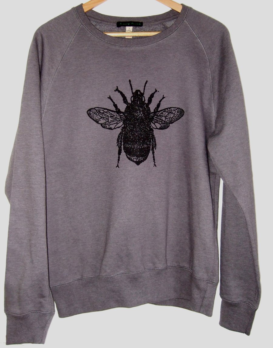  Bee unisex heather grey printed sweatshirt 