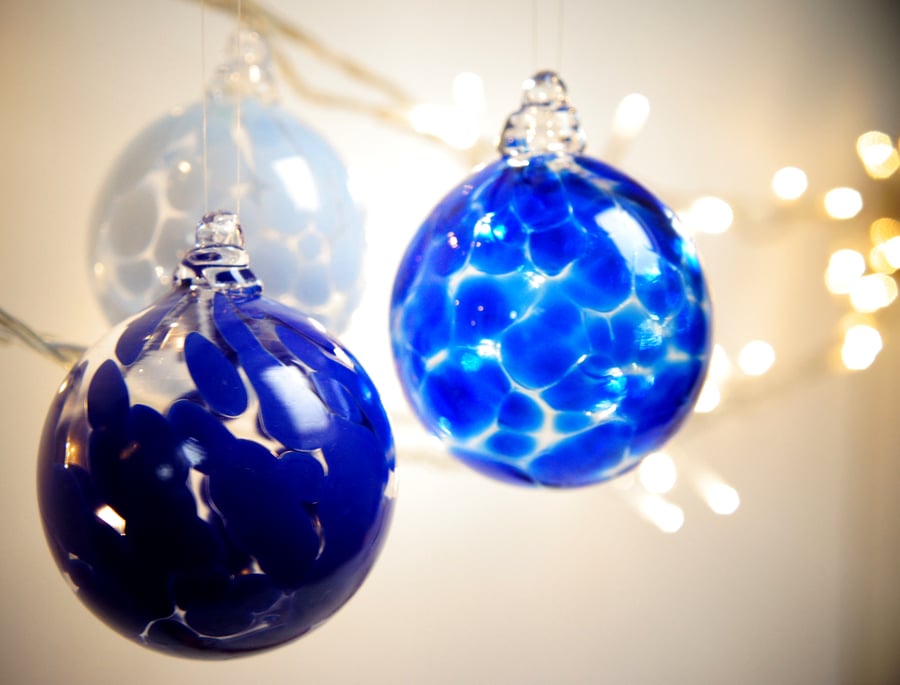 Lapis Blue, Handmade Blown Glass Bauble