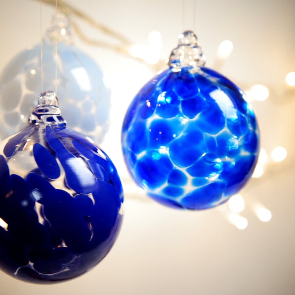 Lapis Blue, Handmade Blown Glass Bauble