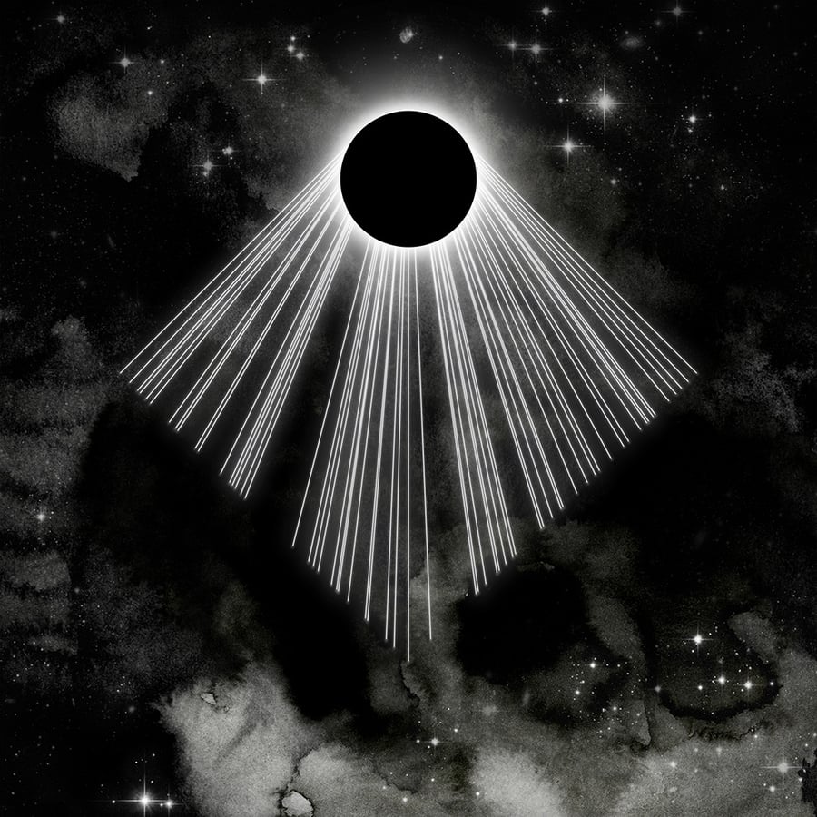'Ascension' Print: Eclipse Art, Sun, Moon, Stars, Celestial Illustration