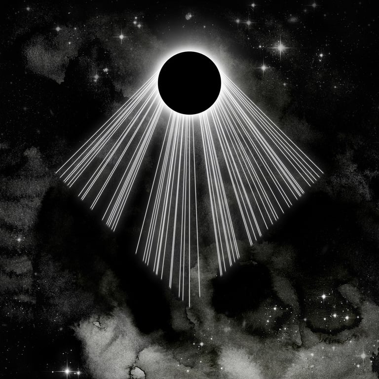 'Ascension' Print: Eclipse Art, Sun, Moon, Stars, Celestial Illustration