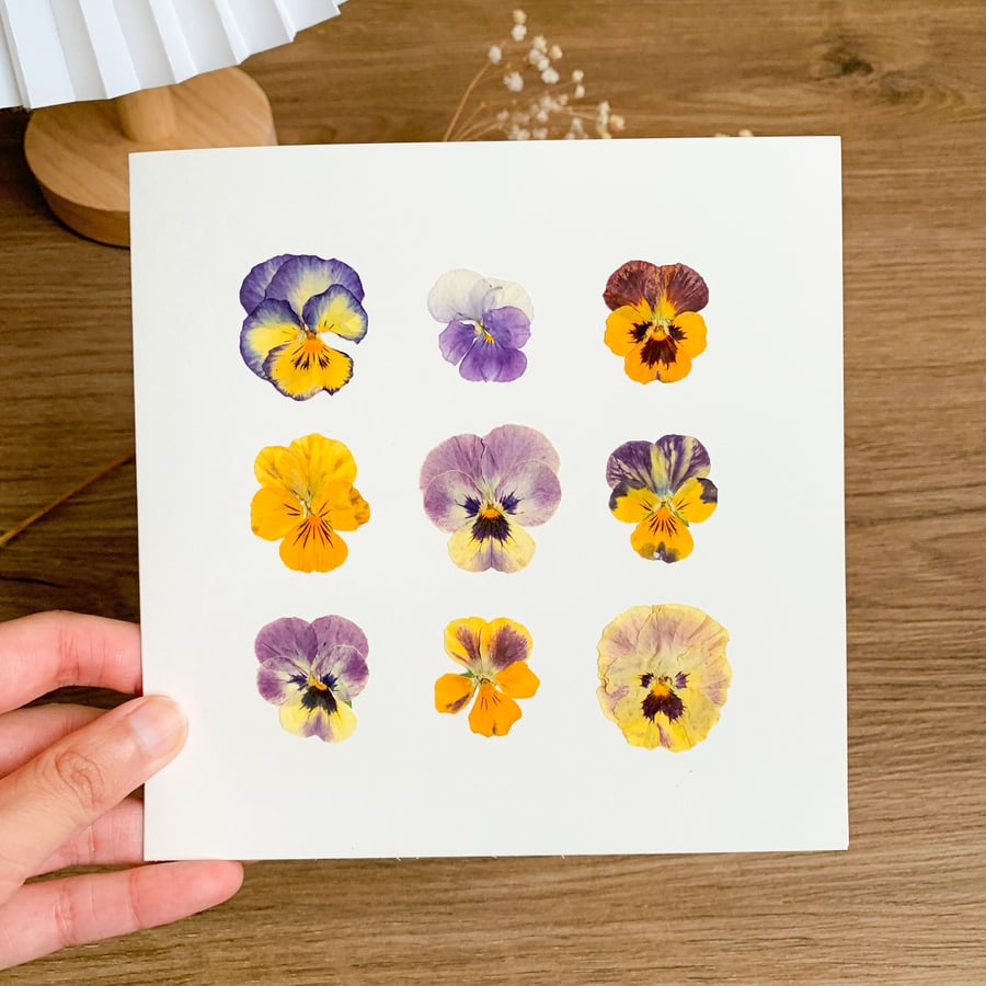 Real Pressed Flower Card Square Birthday card For Wife For Mum For Women For Gra