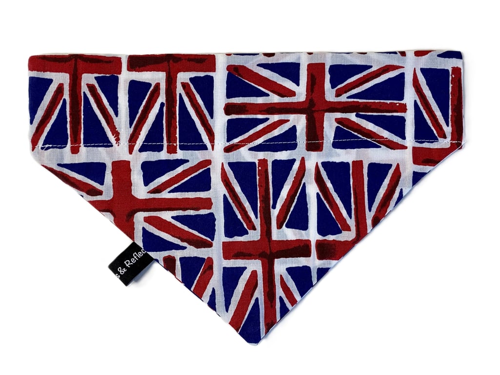 Dog Bandana, Union Jack Pattern, Union Flag, UK flag, Patriotic,slide on