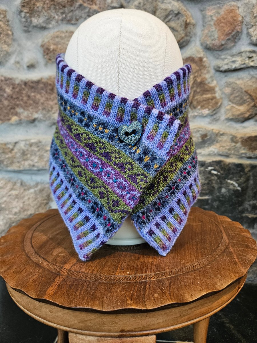 Fair Isle 'Peerie' Neckwarmer Cornflower and Multi