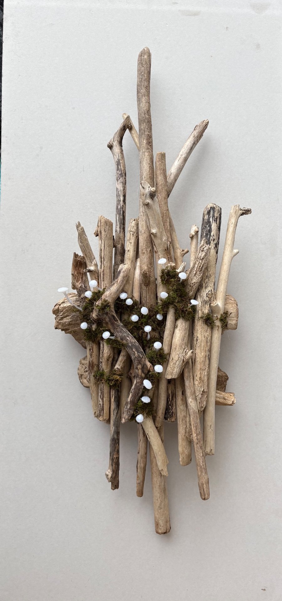 Driftwood mushroom wall mounted lamp - battery operated