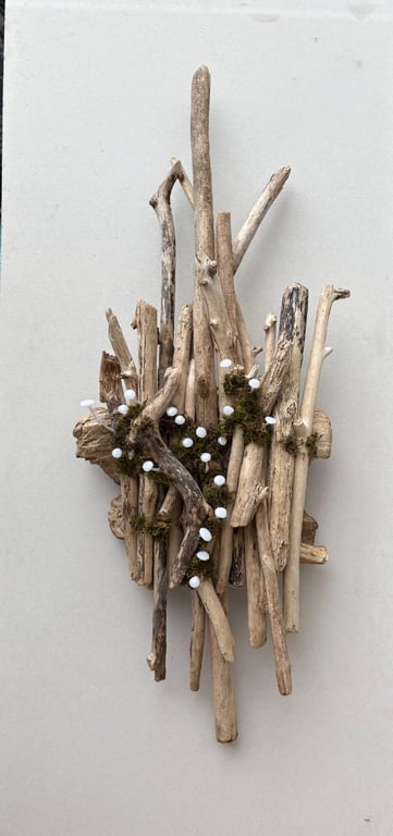 Driftwood mushroom wall mounted lamp - battery operated