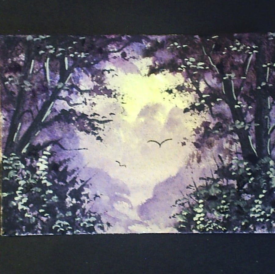 aceo SFA original miniature watercolour painting fantasy landscape