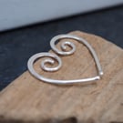 Silver Earring Studs 'Forever in my Heart’, forged silver spiral studs