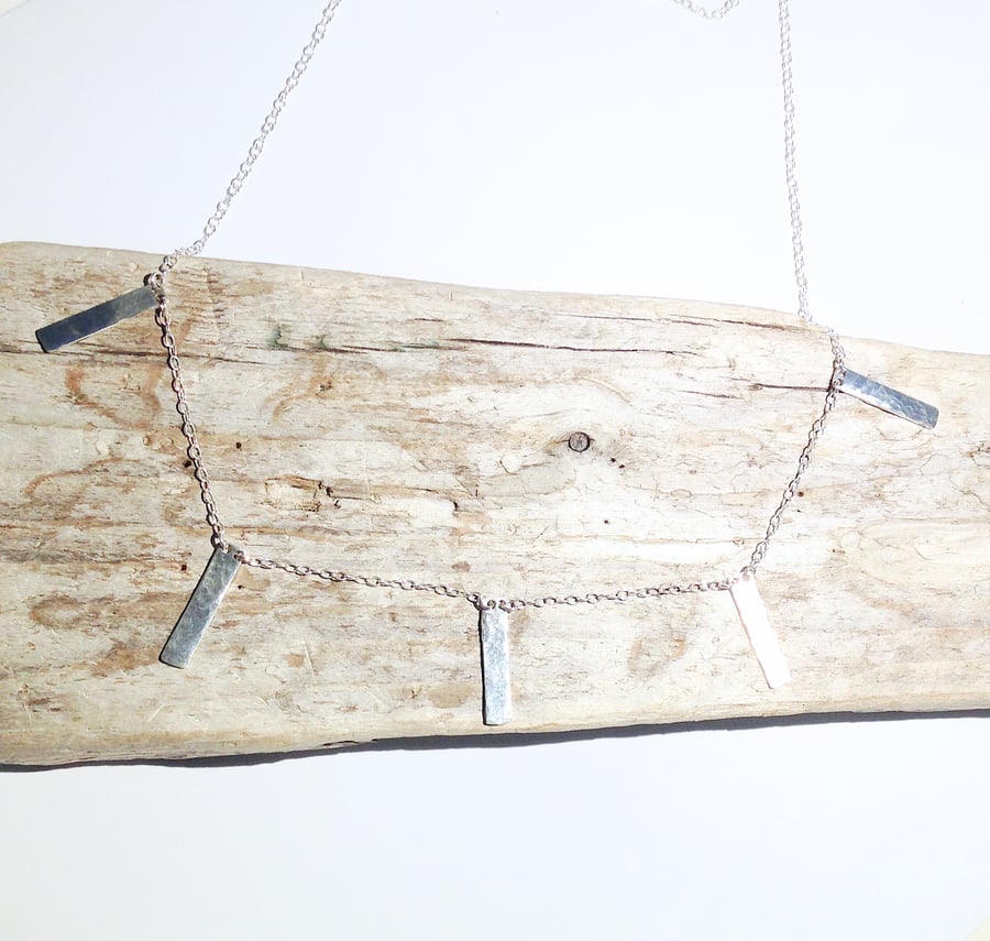  Handmade Sterling Silver Hammered Necklace - UK Free Post