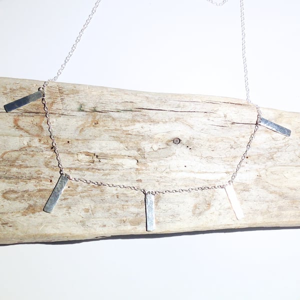  Handmade Sterling Silver Hammered Necklace - UK Free Post