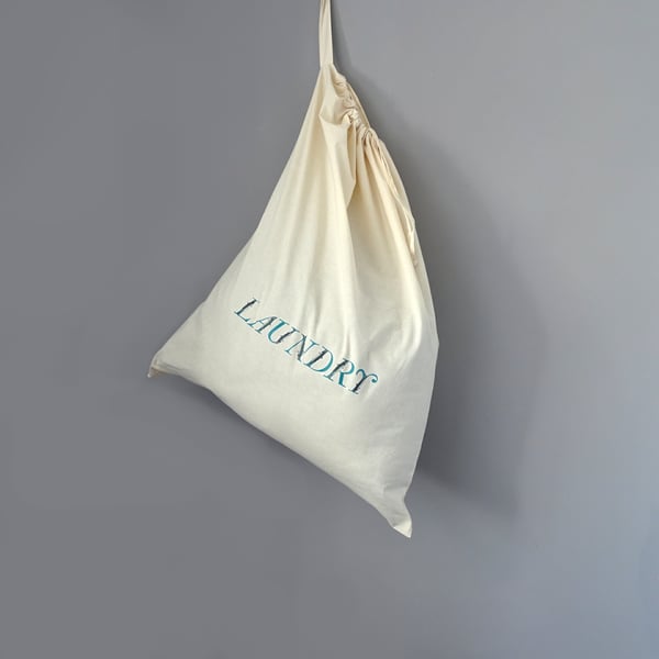 Coastal Laundry Bag - Cotton drawstring sack, personalisation available