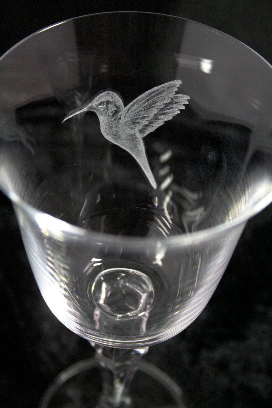 Hand Engraved Hummingbird Glasses