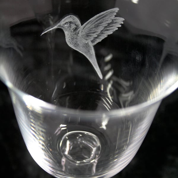 Hand Engraved Hummingbird Glasses