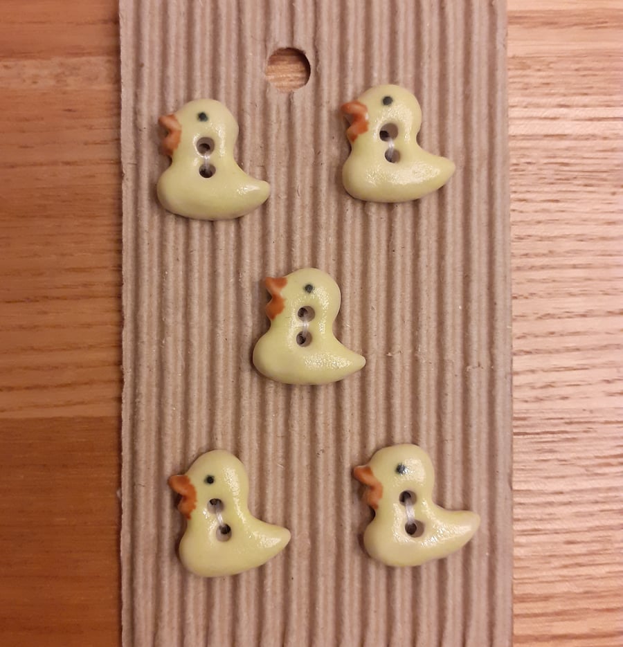 Set of 5 mini ceramic duck buttons