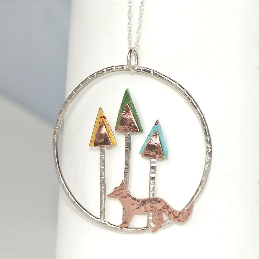 Fox in the woods necklace