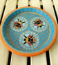 Three Bees Blue Mosaic Bird Bath