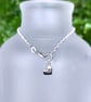 Tiny Hammered Heart Charm Sterling Silver Bracelet